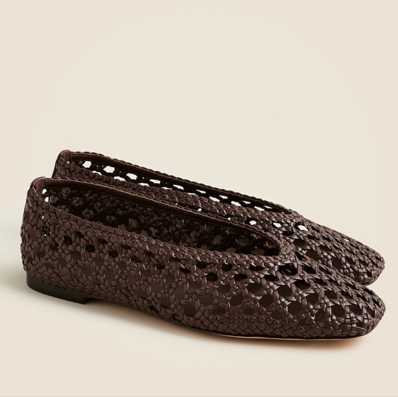 J. Crew Shoes - J. Crew Leather Woven Quinn Ballet Flat - Rich Hickory